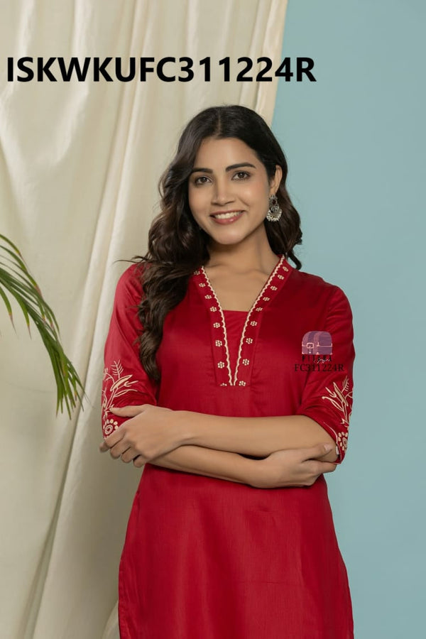 Embroidered Cotton Silk Kurti With Pant-ISKWKUFC311224R