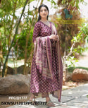 Block Printed Cotton Anarkali Kurti With Pant And Malmal Cotton Dupatta-ISKWSU1201PPC/D1777