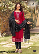 Embroidered Viscose Weaving Kurti With Lycra Cotton Pant And Bandhani Printed Dupatta-ISKWSU12018546