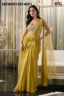 Sequined Georgette Ready To Wear Saree And Blouse-ISKWSR13014051