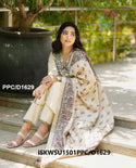 Handloom Cotton Kurti With Pant And Madhubani Printed Khadi Silk Dupatta-ISKWSU1501PPC/D1629