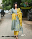 Handloom Weaved Cotton Silk Kurti With Pant And Dupatta-ISKWSU1501PPC/D1754