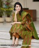 Ikkat Weaved Handloom A-Line Kurti With Handloom Cotton Pant And Dupatta-ISKWSU1501PPC/D1798