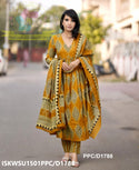 Ajrakh Printed Cotton Anarkali Kurti With Pant And Malmal Cotton Dupatta-ISKWSU1501PPC/D1788