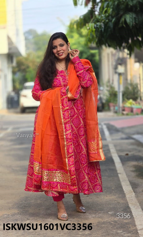 Ghatchola Kota Doriya Anarkali Kurti With Cotton Pant And Dupatta-ISKWSU1601VC3356