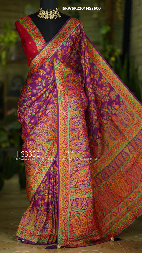 Banarasi Crepe Silk Saree With Blouse-ISKWSR2201HS3600