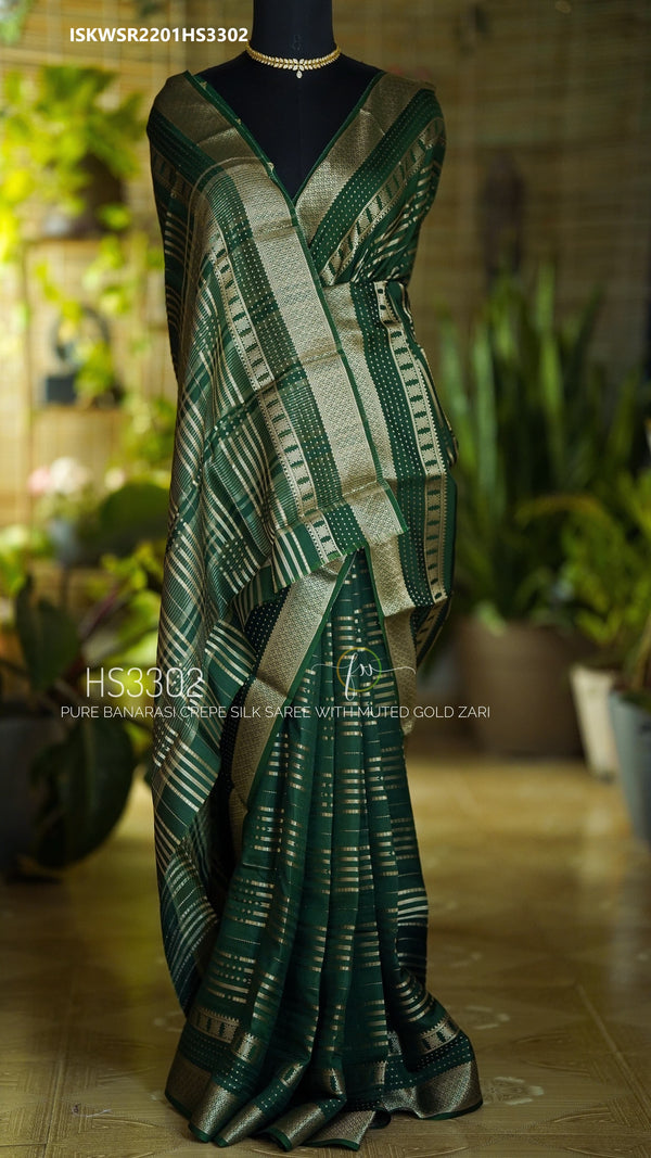 Sequined Munga Crepe Silk Saree With Blouse-ISKWSR2201HS3302