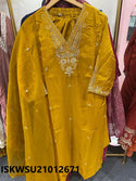 Embroidered Silk Kurti With Pant And Organza Dupatta-ISKWSU21012671