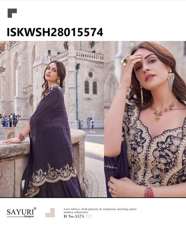 Silk Sharara And Crop Top And Embroidered Jacket-ISKWSH28015574