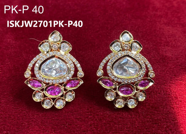 Kundan Earrings-ISKJW2701PK-P-40