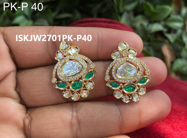 Kundan Earrings-ISKJW2701PK-P-40