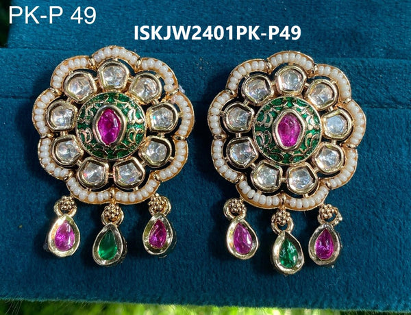 Kundan Earrings-ISKJW2501PK-P-49