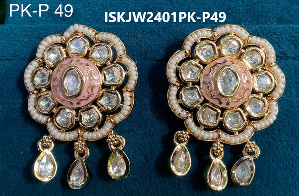 Kundan Earrings-ISKJW2501PK-P-49