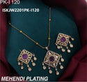 Pure Brass Real Mehendi Plating Kundan Set-ISKJW2201PK-I120