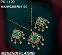 Pure Brass Real Mehendi Plating Kundan Set-ISKJW2201PK-I120