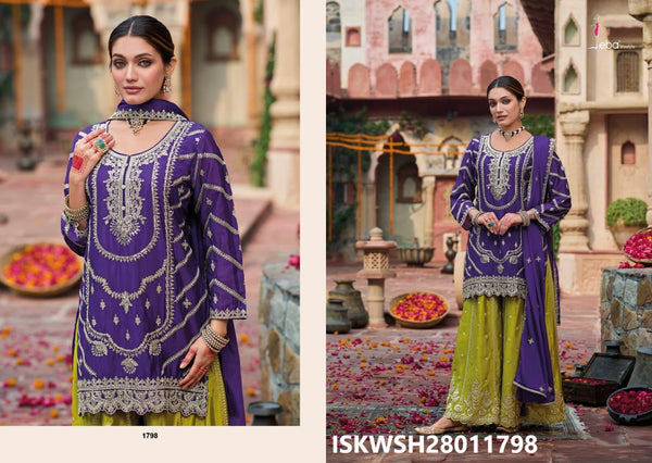 Embroidered Chinon Kurti With Sharara And Dupatta-ISKWSH28011798