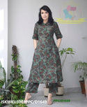 Kalamkari Printed Cotton A-Line Kurti With Pant-ISKWKU3001PPC/D1649