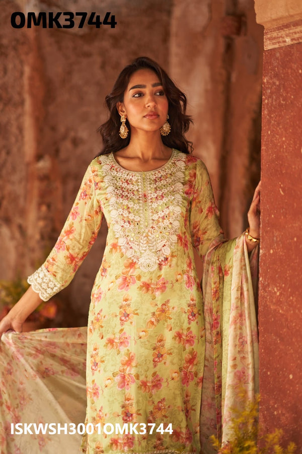 Floral Printed Chinon Kurti With Sharara And Dupatta-ISKWSH3001OMK3744