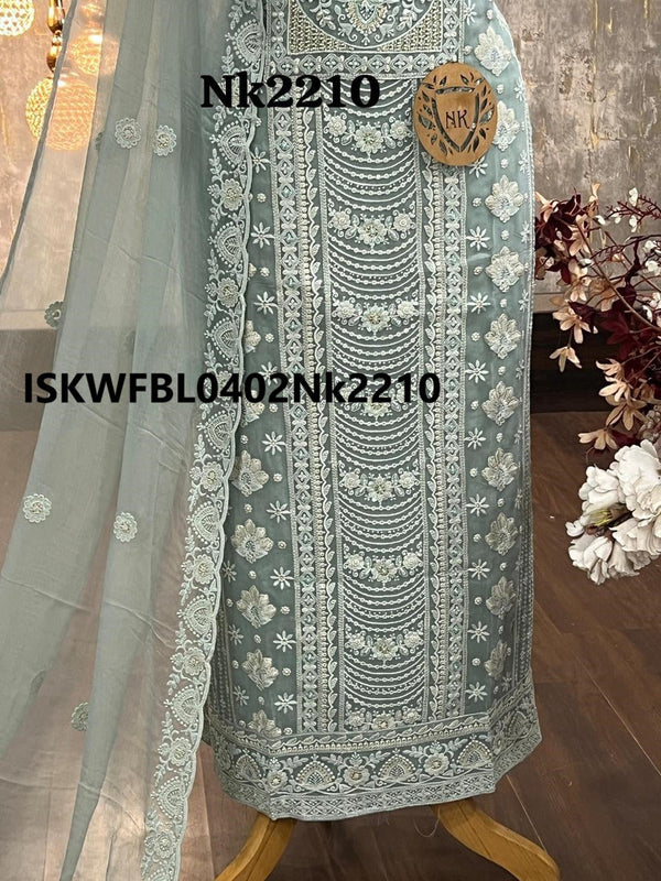 Embroidered Georgette Kurti With Shantoon Bottom And Chiffon Dupatta-ISKWFBL0402Nk2210