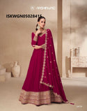 Embroidered Silk Gown With Dupatta-ISKWGN05028415