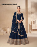 Embroidered Silk Gown With Dupatta-ISKWGN05028415