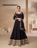 Embroidered Silk Gown With Dupatta-ISKWGN05028415