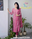 Hand Batik Printed Chanderi Kurti With Pant And Dupatta-ISKWSU1202PPC/D1836