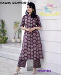 Ajrakh Printed Cotton A-Line Kurti With Block Printed Pant-ISKWKU1202PPC/D1835