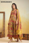 Printed Cotton Anarkali Kurti With Palazzo And Dupatta-ISKWSU05038912