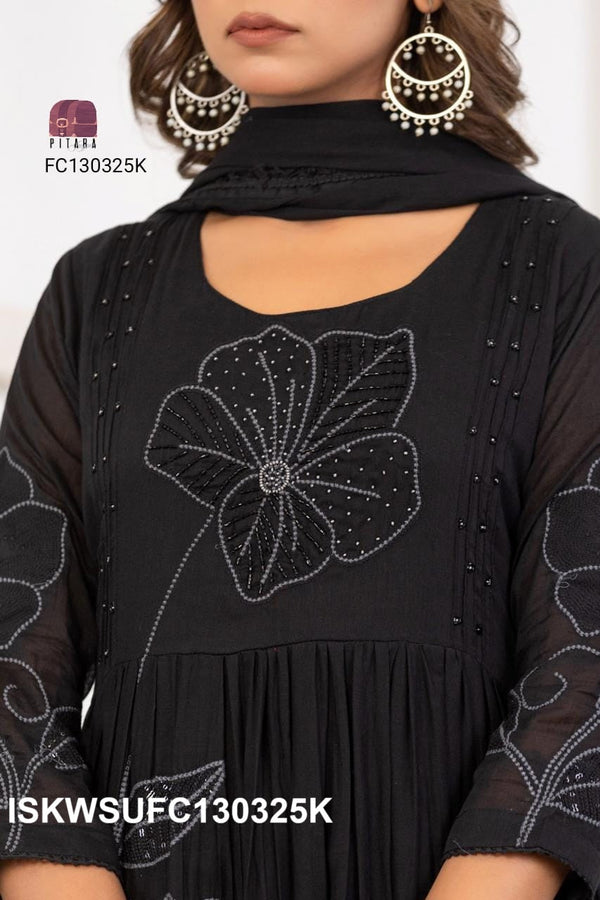 Embroidered Malmal Cotton Kurti With Cotton Pant And Dupatta-ISKWSUFC130325K