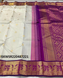 Kanchipuram Handloom Silk Saree With Contrast Blouse-ISKWSR220487221