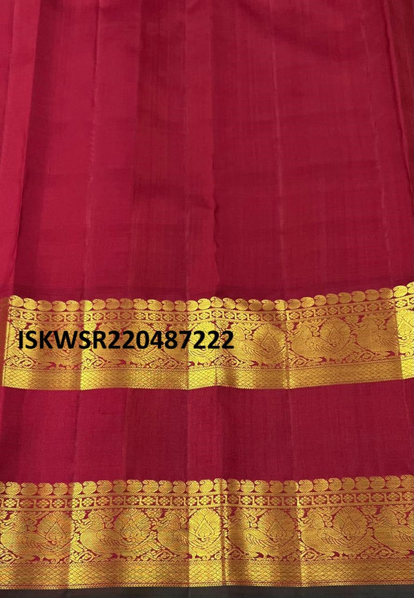 Kanchipuram Handloom Silk Saree With Contrast Blouse-ISKWSR220487222