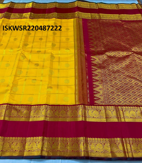 Kanchipuram Handloom Silk Saree With Contrast Blouse-ISKWSR220487222