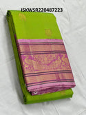 Kanchipuram Handloom Silk Saree With Contrast Blouse-ISKWSR220487223