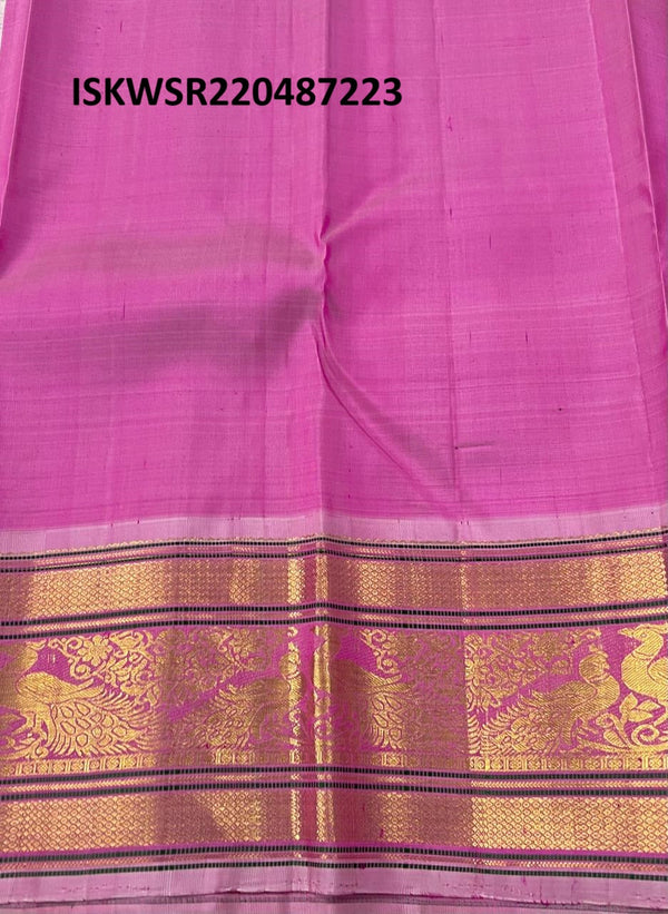 Kanchipuram Handloom Silk Saree With Contrast Blouse-ISKWSR220487223