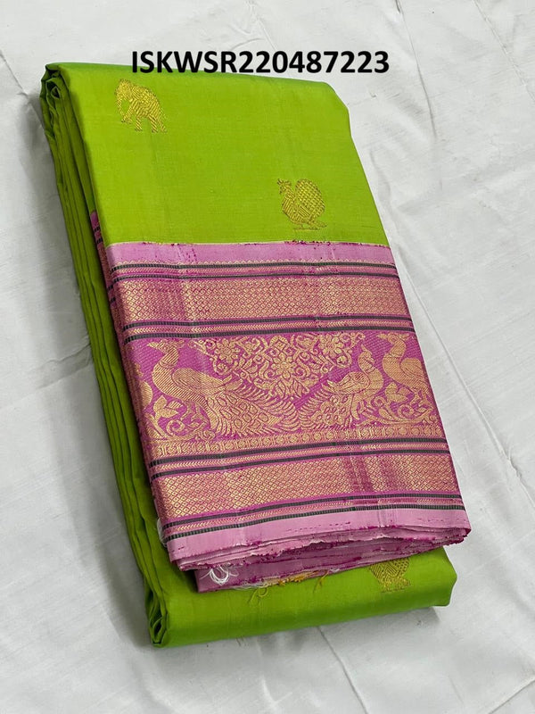 Kanchipuram Handloom Silk Saree With Contrast Blouse-ISKWSR220487223
