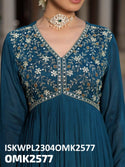 Embroidered Chinon Anarkali Kurti With Palazzo And Floral Printed Dupatta-ISKWPL2304OMK2577
