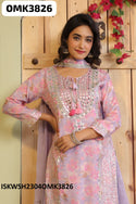 Floral Printed Maslin Kurti With Chiffon Dupatta-ISKWSH2304OMK3826