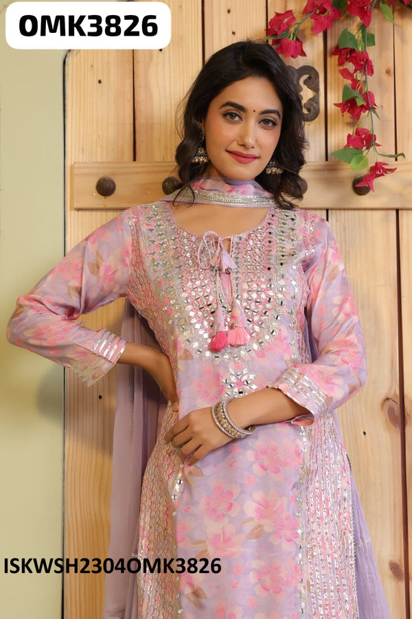 Floral Printed Maslin Kurti With Chiffon Dupatta-ISKWSH2304OMK3826