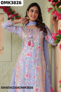 Floral Printed Maslin Kurti With Chiffon Dupatta-ISKWSH2304OMK3826