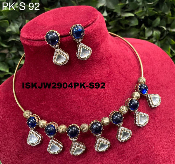 Pure Copper Kundan Jewelry Set-ISKJW2904PK-S92
