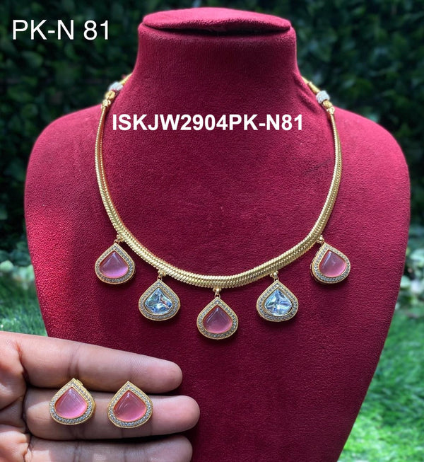 Pure Copper Kundan Jewelry Set-ISKJW2904PK-N81