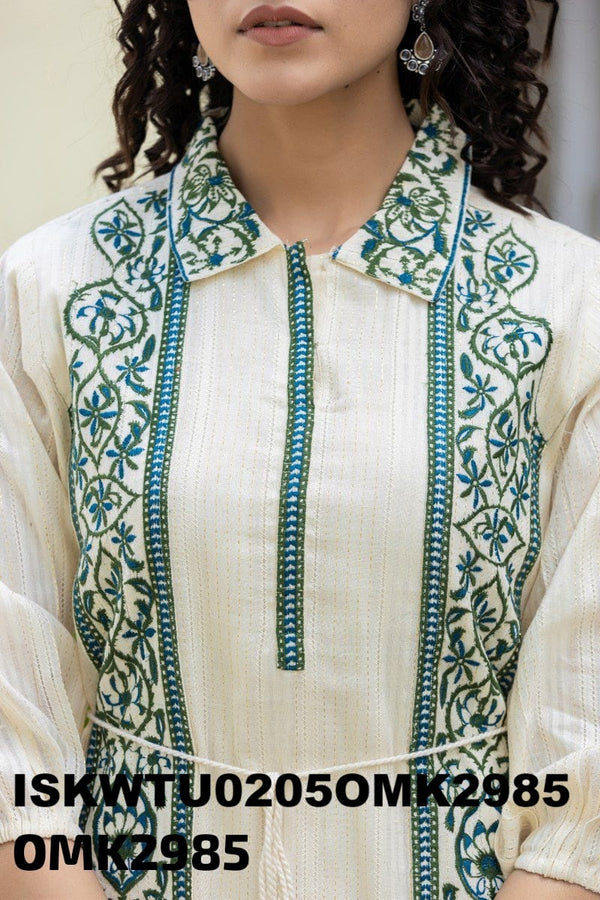 Embroidered Cotton Tunic-ISKWTU0205OMK2985