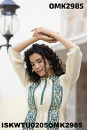 Embroidered Cotton Tunic-ISKWTU0205OMK2985