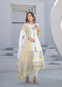 Floral Printed Malmal Cotton Anarkali Kurti With Pant And Dupatta-ISKWSU01057644
