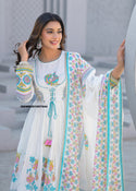 Floral Printed Malmal Cotton Anarkali Kurti With Pant And Dupatta-ISKWSU01057644