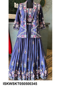 Embroidered Chinon Skirt With Georgette Blouse And Organza Dupatta-ISKWSKT050500345