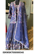 Embroidered Chinon Skirt With Georgette Blouse And Organza Dupatta-ISKWSKT050500345
