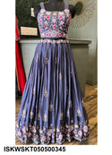 Embroidered Chinon Skirt With Georgette Blouse And Organza Dupatta-ISKWSKT050500345