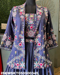 Embroidered Chinon Skirt With Georgette Blouse And Organza Dupatta-ISKWSKT050500345